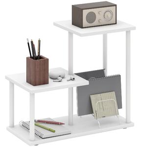 HOMCOM Libreria a 3 Livelli Effetto Legno con Struttura in Metallo per Scrivania Ufficio Cucina 40x20x34,5 cm Bianco | Aosom Italy