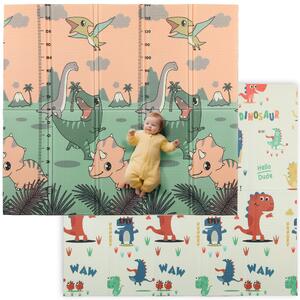 AIYAPLAY Tappeto da gioco per bambini a tema Dinosauri pieghevole, 196x176x1,5 cm, Multicolore | Aosom Italy