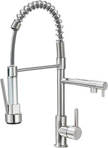 Rubinetto da cucina in ottone a scomparsa, materiale in ottone resistente, installazione a soffitto, finitura in nichel spazzolato