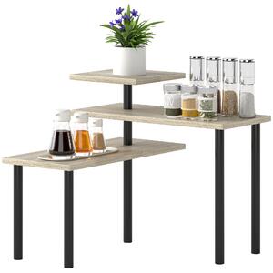 HOMCOM Scaffale da Cucina a 3 Livelli con 3 Ripiani Girevoli, Struttura in Metallo, 40x18x36.5 cm, Legno Naturale | Aosom Italy