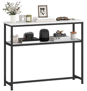 HOMCOM Console da Ingresso Stretta con Superficie Effetto Marmo Mensola Aperta e Struttura in Metallo 100x30x81 cm Bianco | Aosom Italy