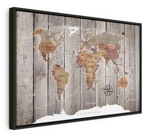 Quadro World Map: Wooden Stories