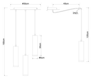 Globo 15499-3H - Lampadario a sospensione con filo MARION 3xE27/60W/230V legno nero
