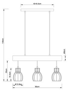 Globo 15326-3NB - Lampadario su filo MINA 3xE27/60W/230V