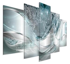 Quadro Modern Dandelions (5 Parts) Blue Wide