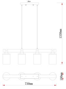 Globo 15555-4H - Lampadario a sospensione con filo LILA 4xE27/60W/230V