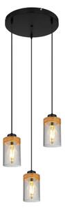 Globo 15557-3H - Lampadario a sospensione con filo FINCA 3xE27/40W/230V metallo/legno