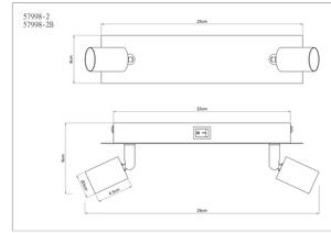 Globo 57998-2 - Faretto DREW 2xGU10/35W/230V nero