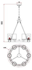 Globo 15555-6H - Lampadario a sospensione con catena LILA 6xE27/60W/230V