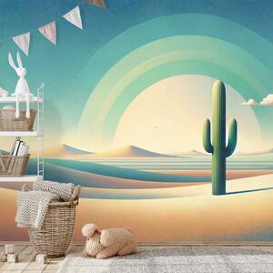 Carta da parati – Deserto pastello con cactus