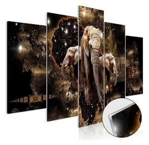 Quadri su vetro acrilico Brown Elephants [Glass]