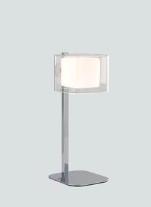 Lampada da Tavolo Metallo Cromato paralume Vetro Trasparente e Bianco Lumetto Moderno G9 Ambiente I-YOGA-L