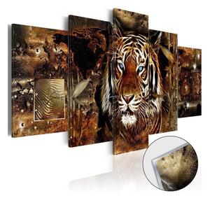 Quadri su vetro acrilico Golden Jungle [Glass]