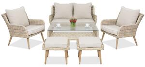 Mobili da giardino Bilbao Coffee 4 + 2 pouf sabbia Garden Point