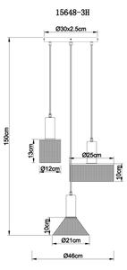 Globo 15648-3H - Lampadario a sospensione con filo JEDD 3xE27/60W/230V nero