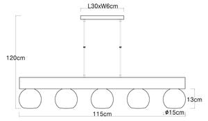 Globo 15656-5H - Lampadario a sospensione MOITAS 5xE27/40W/230V