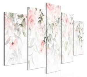 Quadro - Waterfall of Roses (5 Parts) Wide - First Variant