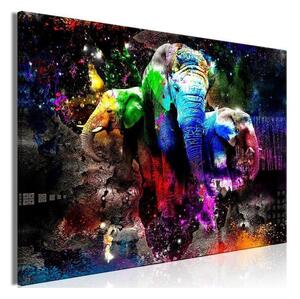Quadro - Colorful Elephants (1 Part) Wide