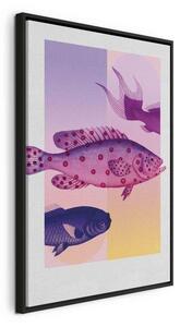 Quadro - Fish in Pastels - Stylized Fish Against Gradient Shapes
