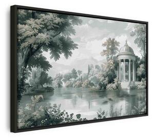 Quadro - View of the Park and Lake Retro Vintage Landscape in Greens