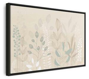 Quadro - Morning in the Meadow - Various Pastel Plants on a Beige Background