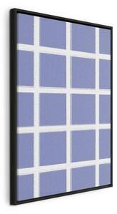 Quadro - Lines and Symmetry - Expressive White Grid on a Blue Background