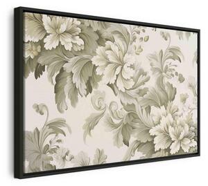 Quadro - Retro Vintage Flowers in Delicate Cream and Green Colors