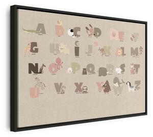 Quadro - Alphabet at the Zoo - Joyful Animals and Their Names on a Beige Background