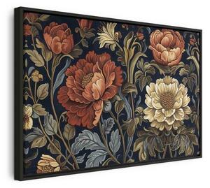 Quadro - Tapestry Large Flowers Retro Floral Motif in Kilim Style