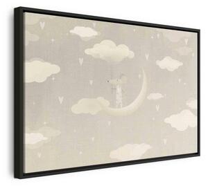 Quadro - Little Conqueror - A Mouse in Heart Pajamas on the Moon Among Clouds