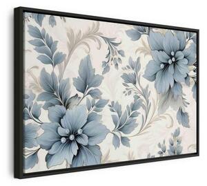 Quadro - Turquoise Flowers in Retro Ambience Floristic Ornaments