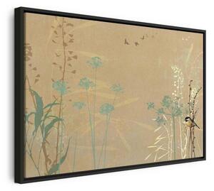 Quadro - Tiny Bird - Colorful Grasses in Golden Shades of Sunset