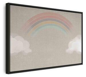 Quadro - Rainy June - Colorful Rainbow Emerging from Clouds on a Bright Background