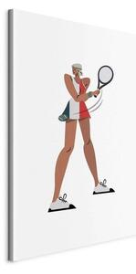 Quadro - Tennis Player With a Racket on a Light Background - Illustration