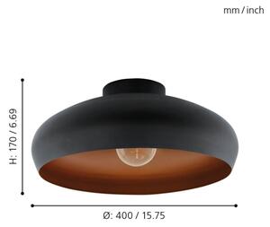 Eglo 55248 - Plafoniera MOGANO 1xE27/60W/230V nero