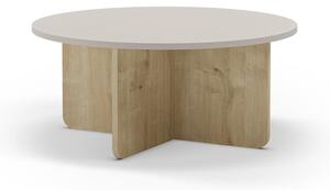 Tavolino da salotto rotondo color crema/di colore naturale con effetto rovere ø 80 cm Hillary – Marckeric