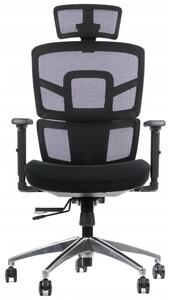 Sedia da ufficio girevole ergonomica TREX, base in alluminio, braccioli regolabili, seduta scorrevole (avanti-indietro), nero
