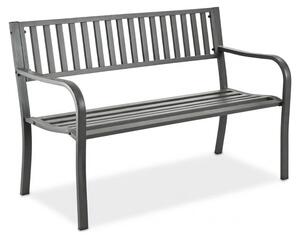 Panchina da giardino Relaxdays, a 2 posti, A x L x P: 82 x 127,5 x 59,5 cm, acciaio, panchina da giardino, terrazza, balcone, panchina da parco, grigia