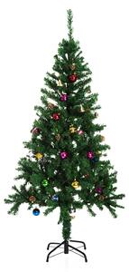 Albero di Natale Artificiale 150 cm con Palline e Decorazioni Verde