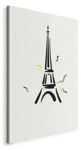 Quadro - Black Graphic Drawing of the Eiffel Tower on a Cream Background