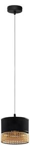 Lampadario a sospensione con cavo PAGLIA 1xE27/15W/230V nero/rattan