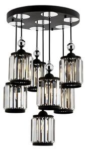 Lampadario a sospensione CRYSTALLINE 7xE27/40W/230V nero