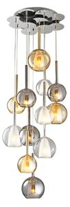 Lampadario sospeso su cavo MUSCAT 12xE14/40W/230V vetro fumé/dorato/trasparente