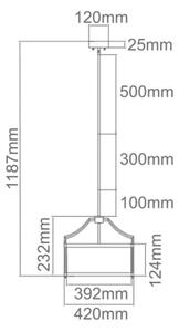 Open Design OR80889 - Lampadario su asta STANZA 3xE27/15W/230V diam. 42 cm ottone/bianco