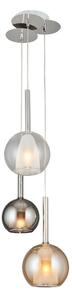 Lampadario sospeso su cavo MUSCAT 3xE14/40W/230V fumo/oro/trasparente