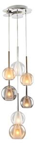 Lampadario sospeso con cavo MUSCAT 7xE14/40W/230V fumé/oro/trasparente