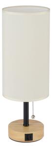 Brilagi - Lampada da tavolo con porta USB TABLON 1xE27/25W/230V rovere/nero/crema
