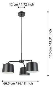 Eglo 900446 - Lampadario a sospensione con filo CAGUANES 3xE27/40W/230V