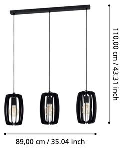 Eglo 900505 - Lampadario a sospensione con filo BAJAZZARA 3xE27/40W/230V nero