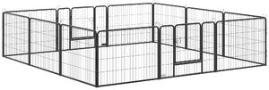PawHut Recinto per Cani e Animali Domestici con 12 Pannelli Modulabili in Acciaio e 2 Ingressi, 80x1.5x60cm, Nero|Aosom